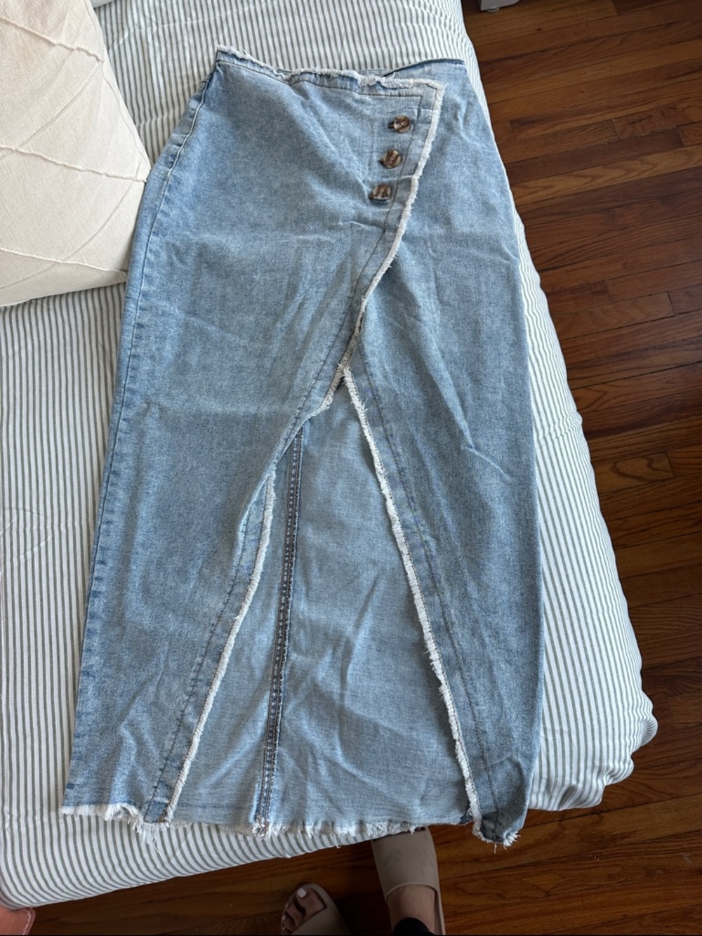 Sincerely Jules Light Blue Denim Wrap Maxi Skirt